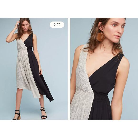 Anthropologie Maeve Elisabel Midi Dress High Low Noir Boho Summer Party SMALL - Picture 2 of 12